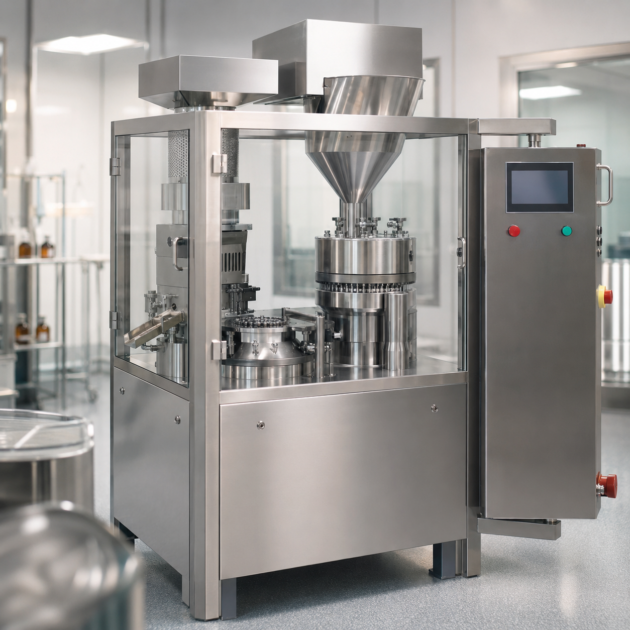 Capsule filling equipment used to prepare supplement capsules