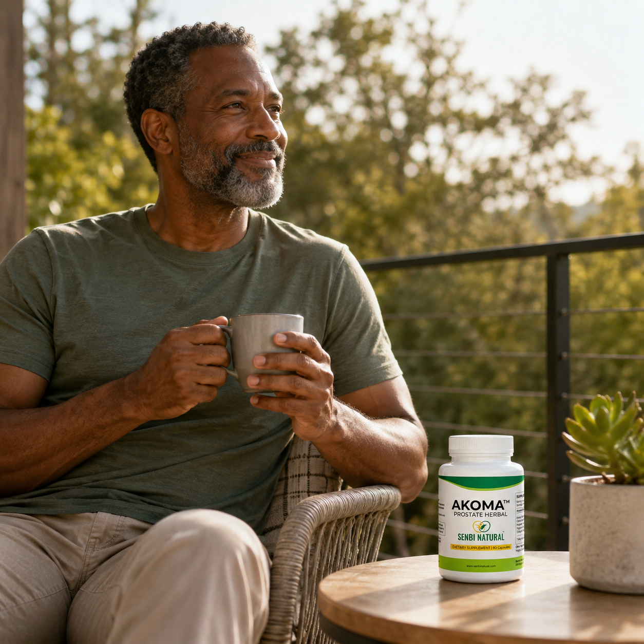 Man holding Akoma Prostate Support Herbal