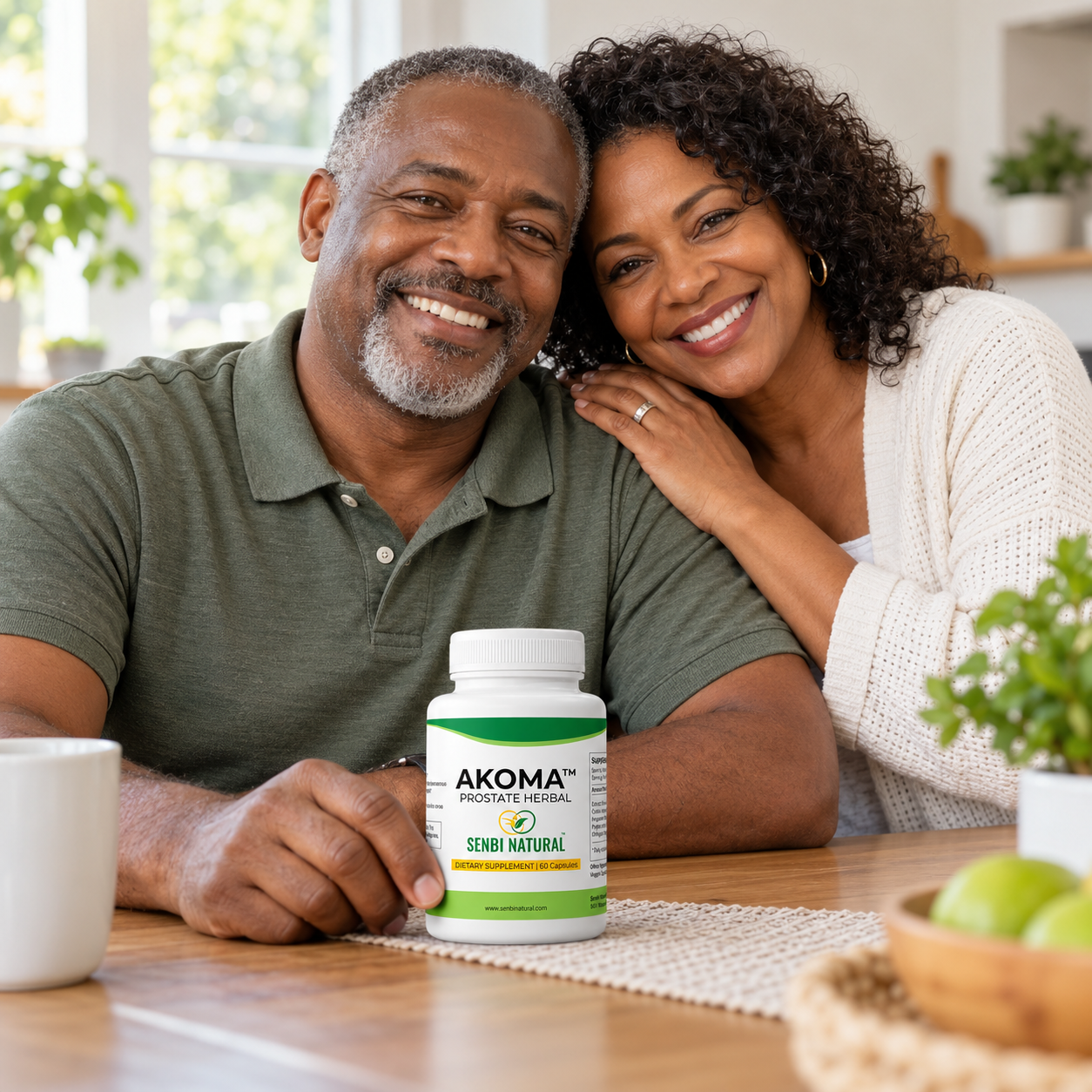 Couple at home with Akoma 60 capsules