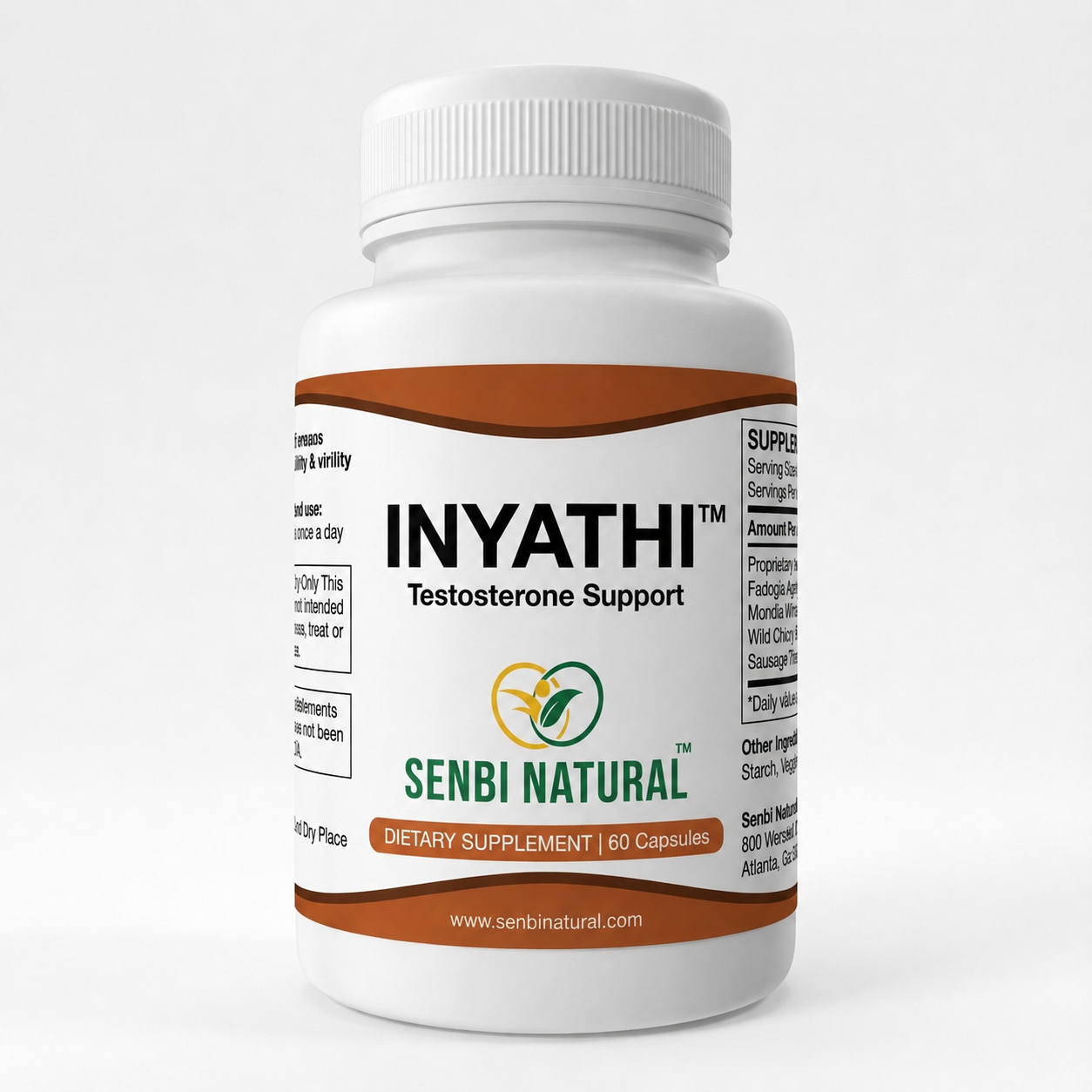 Authentic Inyathi Testosterone Support 60-capsule bottle