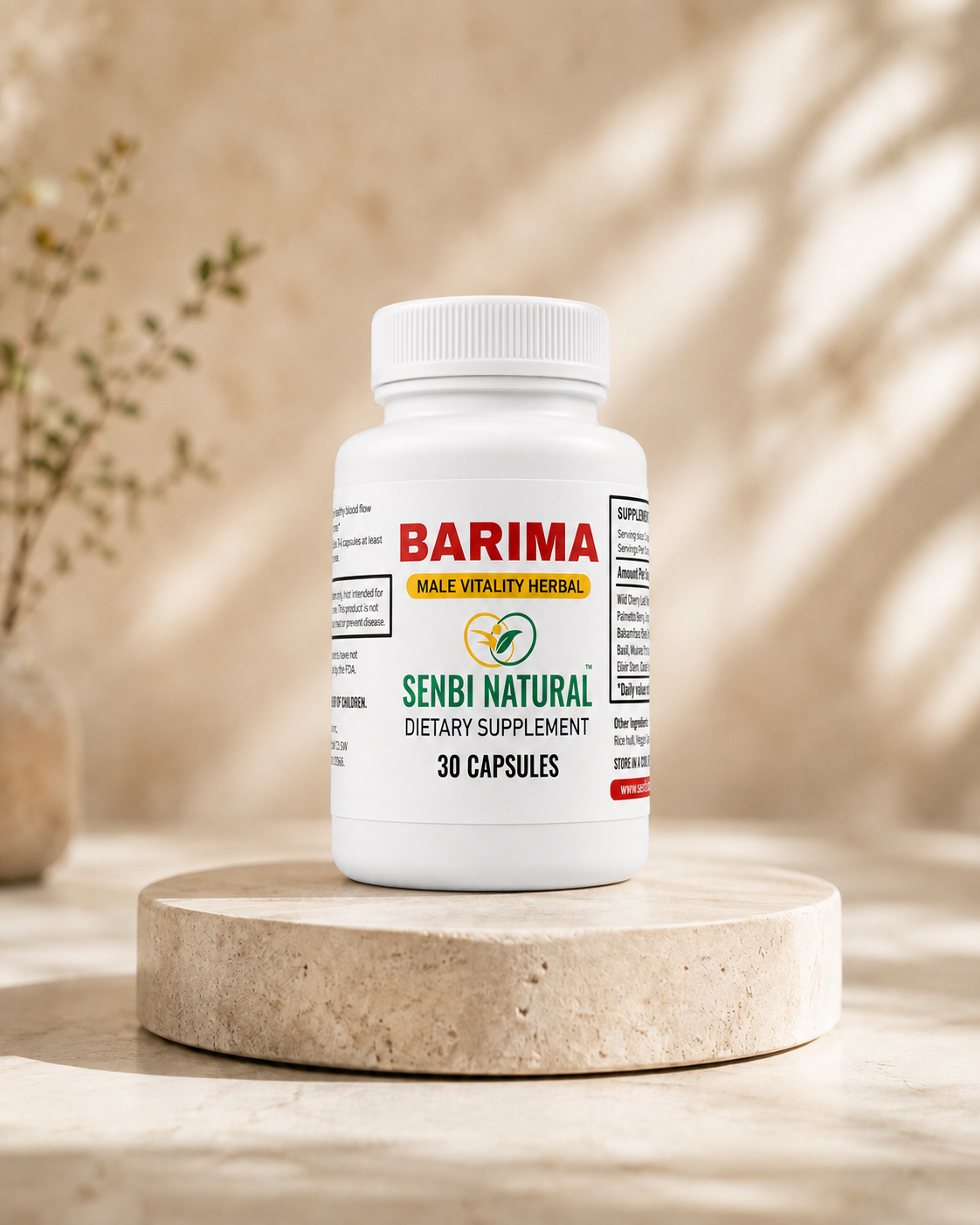 Barima bottle on podium