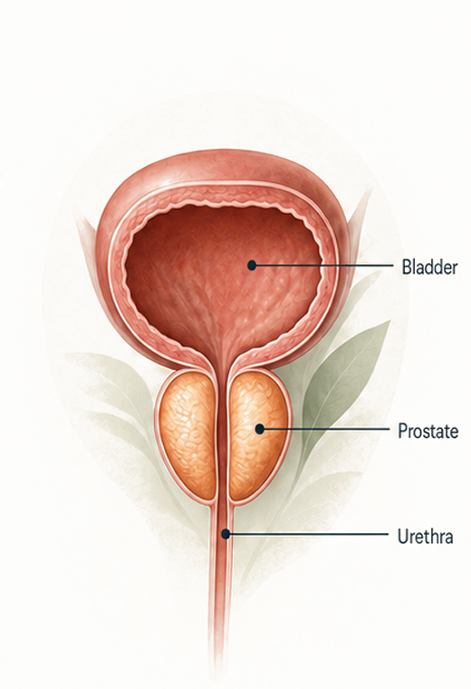 Educational prostate anatomy illustration
