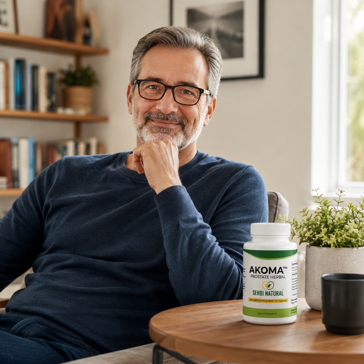 Man with Akoma during a morning routine