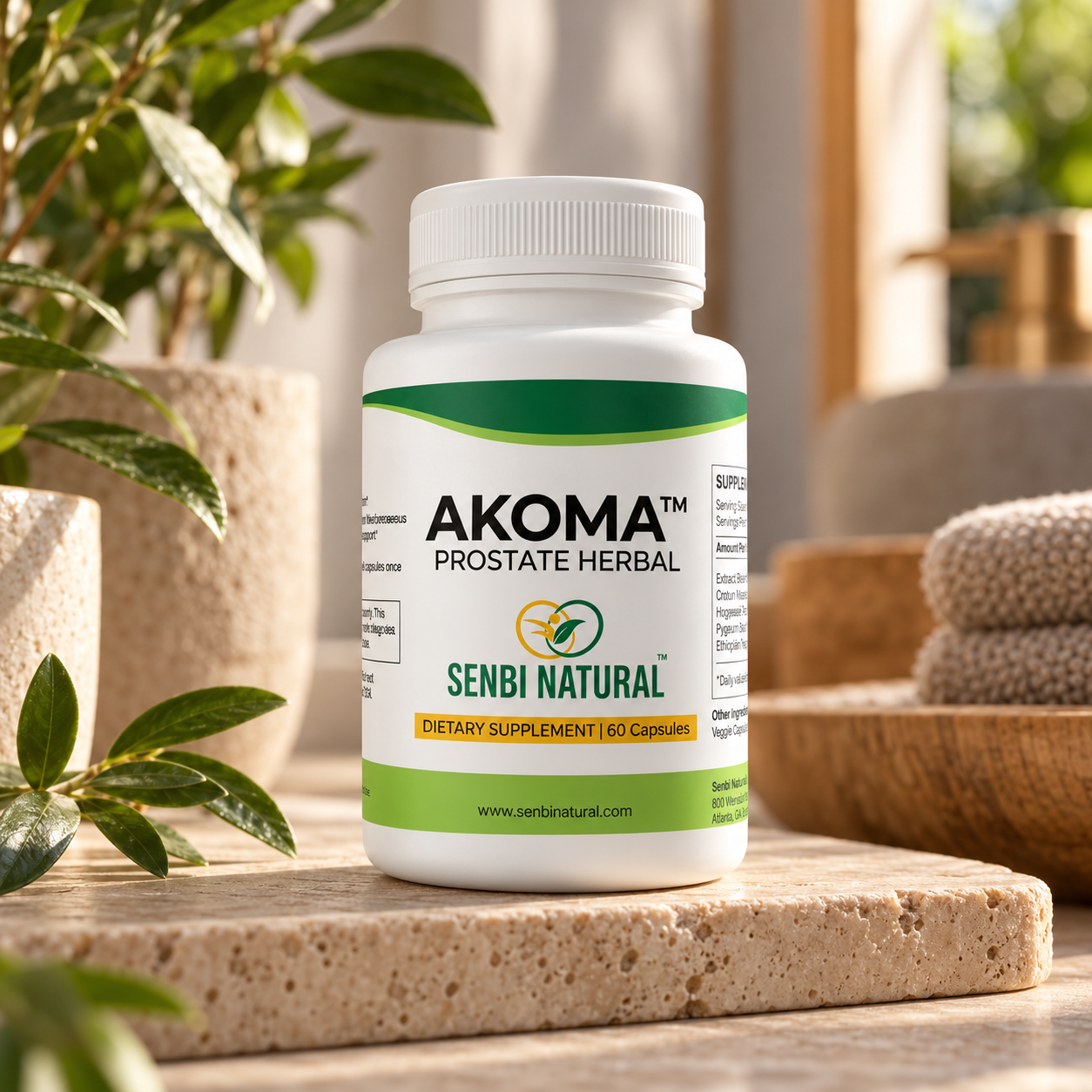 Akoma Prostate Support Herbal 60-capsule lifestyle bottle