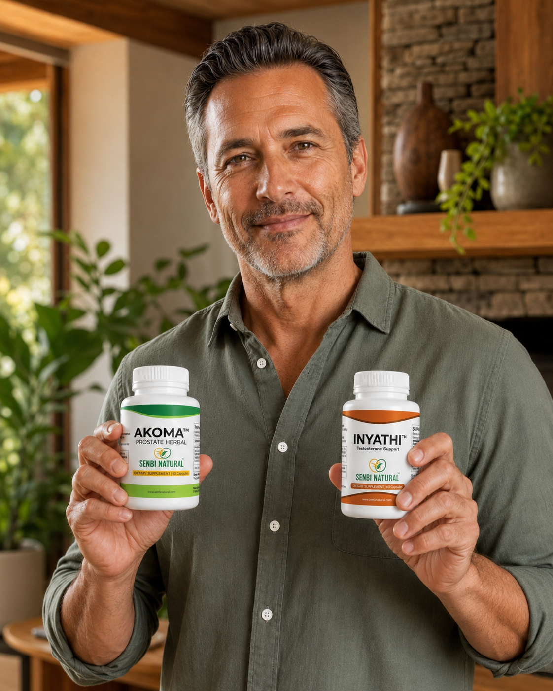 Lifestyle photo featuring a man holding both Akoma and Inyathi